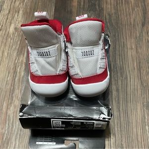 Jordan 11 Cherry Red infant crib booties